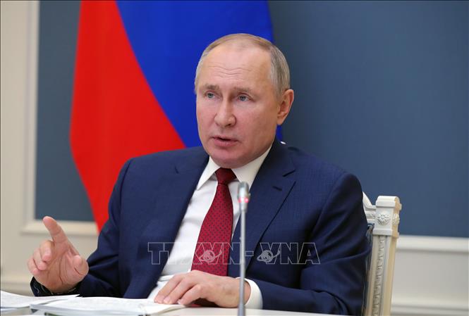Trong ảnh (tư liệu): Tổng thống Nga Vladimir Putin phát biểu tại Moskva ngày 27/1/2021. Ảnh: AFP/ TTXVN
