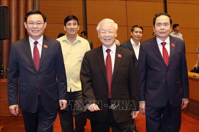 Tổng Bí thư Nguyễn Phú Trọng đến dự phiên họp. Ảnh: Trí Dũng - TTXVN