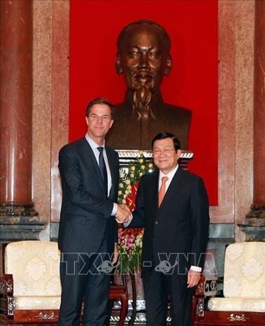 Trong ảnh: Chủ tịch nước Trương Tấn Sang tiếp Thủ tướng Hà Lan Mark Rutte sang thăm chính thức Việt Nam, ngày 16/6/2014. Ảnh: Nguyễn Khang - TTXVN