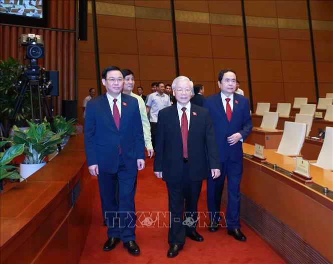 Tổng Bí thư Nguyễn Phú Trọng đến dự phiên họp. Ảnh: Phương Hoa - TTXVN