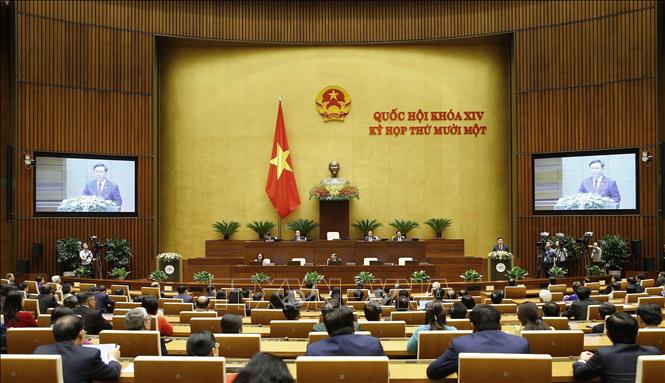 Chủ tịch Quốc hội Vương Đình Huệ phát biểu bế mạc kỳ họp. Ảnh: Doãn Tấn - TTXVN