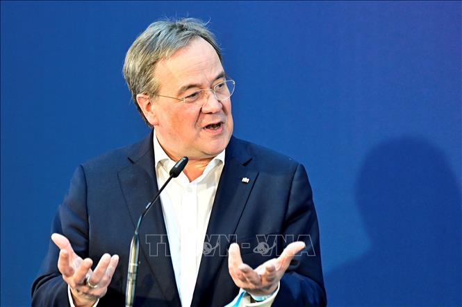 Trong ảnh: Chủ tịch CDU Armin Laschet  phát biểu tại Berlin, Đức, ngày 11/4/2021. Ảnh: AFP/TTXVN