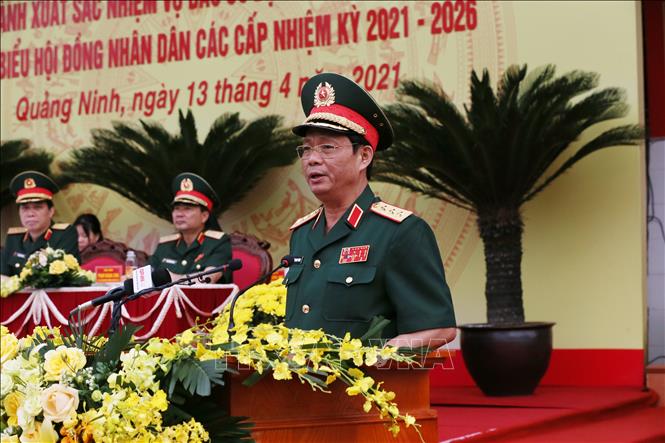 Trong ảnh: Thượng tướng Trần Quang Phương, Ủy viên Trung ương Đảng, Ủy viên Quân ủy Trung ương Phó Chủ nhiệm Tổng cục Chính trị QĐND Việt Nam phát biểu tại lễ phát động. Ảnh: TTXVN