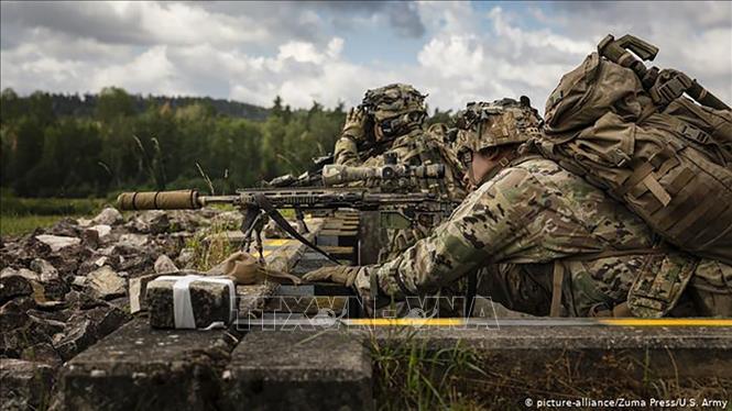 Trong ảnh: Binh sĩ Mỹ tại căn cứ huấn luyện ở Grafenwöhr, Bavaria. Ảnh: DW/TTXVN