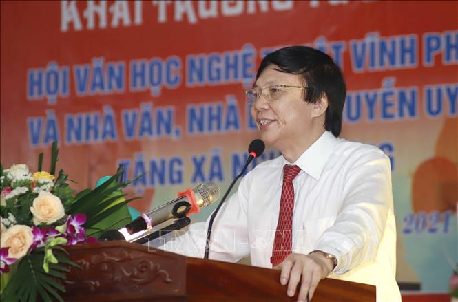 Trong ảnh: Phó Chủ tịch thường trực Hội Nhà báo Việt Nam Hồ Quang Lợi phát biểu tại Lễ khai trương. Ảnh: Hoàng Hùng - TTXVN