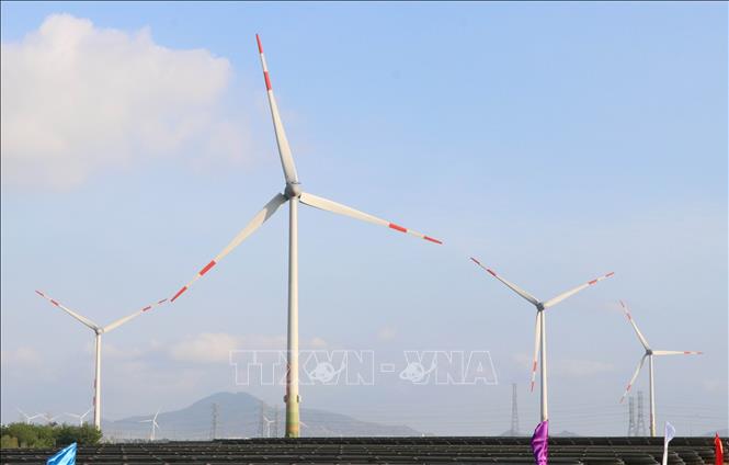 Photo: The Trungnam Wind Power Plant in Thuan Bac district. VNA Photo: Công Thử