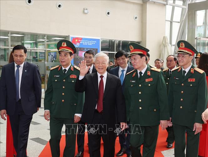 Tổng Bí thư Nguyễn Phú Trọng, Bí thư Quân ủy Trung ương đến dự Lễ kỷ niệm. Ảnh: Trí Dũng – TTXVN