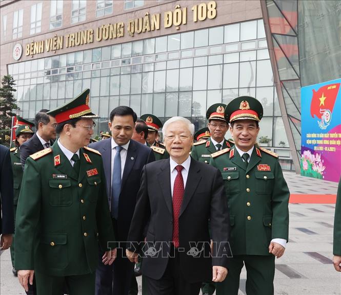 Tổng Bí thư Nguyễn Phú Trọng, Bí thư Quân ủy Trung ương đến dự Lễ kỷ niệm. Ảnh: Trí Dũng – TTXVN