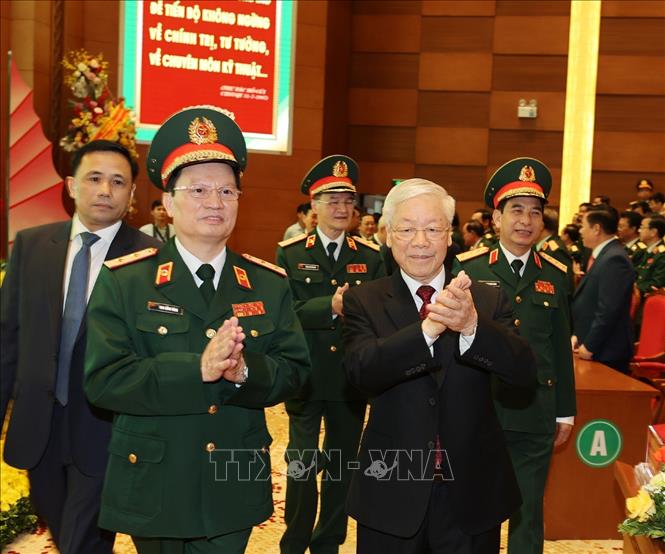 Tổng Bí thư Nguyễn Phú Trọng, Bí thư Quân ủy Trung ương đến dự Lễ kỷ niệm. Ảnh: Trí Dũng – TTXVN