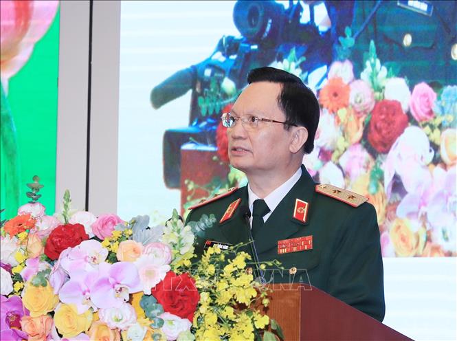 Trong ảnh: Trung tướng, GS.TS. Mai Hồng Bàng, Giám đốc Bệnh viện Trung ương Quân đội 108 phát biểu. Ảnh: TTXVN