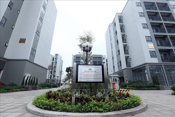 Trong ảnh: Công trình nhà ở xã hội CT-08 HUD Rosa Garden là khối nhà đầu tiên của chuỗi dự án nhà ở xã hội của Khu đô thị mới Thanh Lâm-Đại Thịnh II . Ảnh: Phan Tuấn Anh - TTXVN