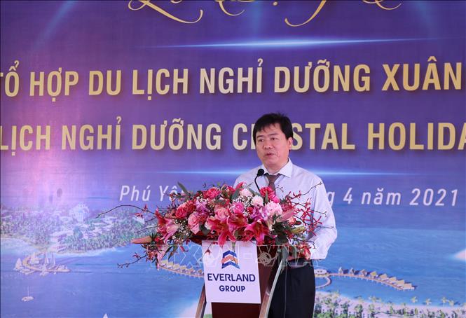 Ông Trần Hữu Thế, Chủ tịch Ủy ban nhân dân tỉnh Phú Yên phát biểu tại lễ động thổ. Ảnh: Phạm Cường-TTXVN