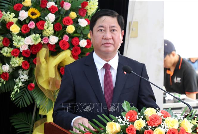 Trong ảnh: Chủ tịch UBND tỉnh Ninh Thuận Trần Quốc Nam phát biểu tại Lễ công bố. Ảnh: Công Thử - TTXVN