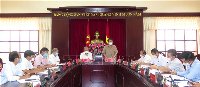 Phó Chủ tịch Quốc hội Nguyễn Đức Hải phát biểu tại buổi làm việc với Ủy ban bầu cử tỉnh Thừa Thiên-Huế. Ảnh: Tường Vi - TTXVN