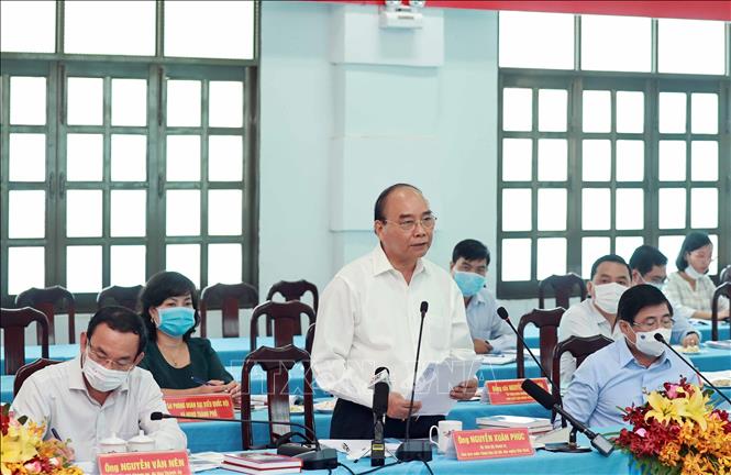 Trong ảnh: Chủ tịch nước Nguyễn Xuân Phúc, Chủ tịch Hội đồng Quốc phòng - An ninh phát biều. Ảnh: Thống Nhất – TTXVN