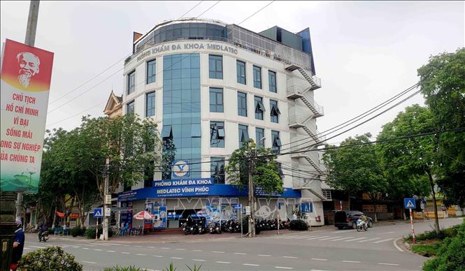 Trong ảnh: Phòng khám Đa khoa Medlatec Vĩnh Phúc tại đường Nguyễn Tất Thành, thành phố Vĩnh Yên, tỉnh Vĩnh Phúc. Ảnh: Hoàng Hùng  - TTXVN