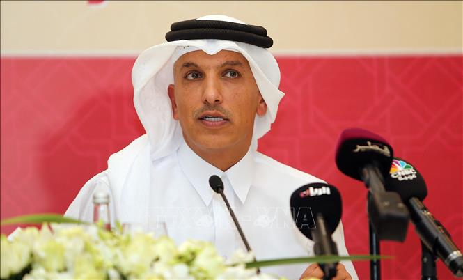 Trong ảnh (tư liệu): Bộ trưởng Tài chính Qatar Ali Shareef al-Emadi phát biểu trong cuộc họp báo ở Doha, Qatar, ngày 8/11/2015. Ảnh: AFP/ TTXVN