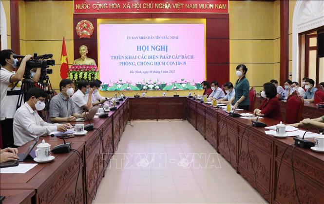 Bí thư Tỉnh ủy Bắc Ninh Đào Hồng Lan phát biểu tại buổi làm việc với đoàn công tác Bộ Y tế. Ảnh: Thái Hùng - TTXVN
