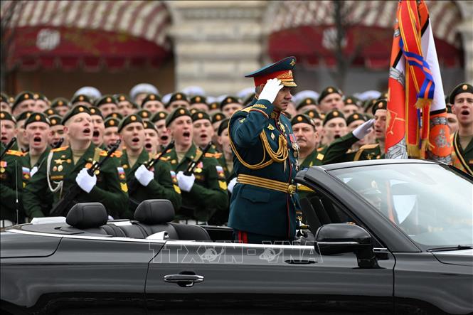 Trong ảnh: Bộ trưởng Quốc phòng Nga  Sergei Shoigu tại lễ duyệt binh kỷ niệm 76 năm Ngày chiến thắng Phát xít ở Moskva, ngày 9/5/2021. Ảnh: AFP/TTXVN