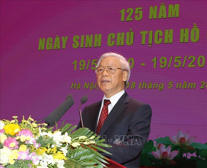 Ngày 18/5/2015, trong diễn văn tại Lễ kỷ niệm trọng thể 125 năm Ngày sinh của Bác, Tổng Bí thư Nguyễn Phú Trọng khẳng định: “Thời đại Hồ Chí Minh là một thời đại rực rỡ nhất trong lịch sử dân tộc Việt Nam, là kỷ nguyên độc lập tự do và chủ nghĩa xã hội”. Ảnh: Trí Dũng – TTXVN