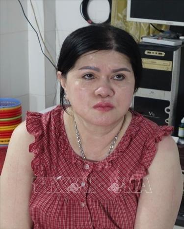 Trong ảnh: Đối tượng Nguyễn Thị Thủy Liên cầm đầu đường dây đánh bạc. Ảnh: TTXVN phát
