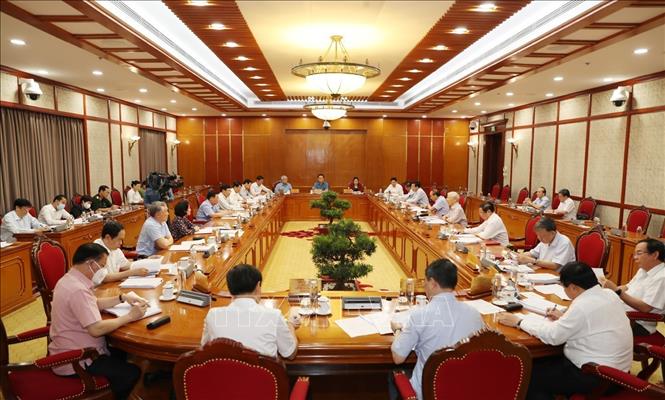 Photo: An overview of the Politburo meeting. VNA Photo: Trí Dũng