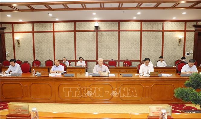 Photo: Party General Secretary Nguyen Phu Trong concludes the Politburo meeting. VNA Photo: Trí Dũng