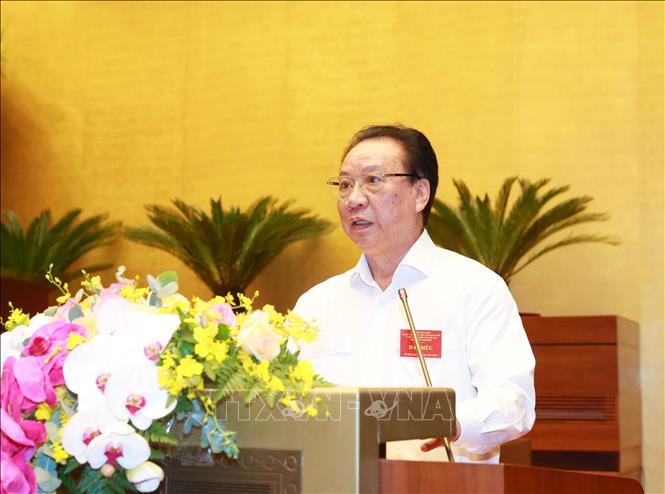 GS.TS Phùng Hữu Phú, Phó Chủ tịch Thường trực Hội đồng Lý luận Trung ương giới thiệu chuyên đề tại hội nghị. Ảnh: Phương Hoa - TTXVN
