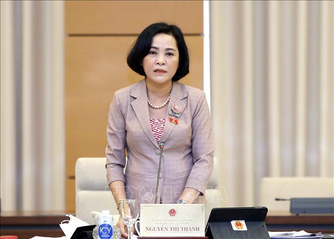 Trưởng Ban Công tác đại biểu của Ủy ban Thường vụ Quốc hội Nguyễn Thị Thanh phát biểu ý kiến. Ảnh: Doãn Tấn - TTXVN