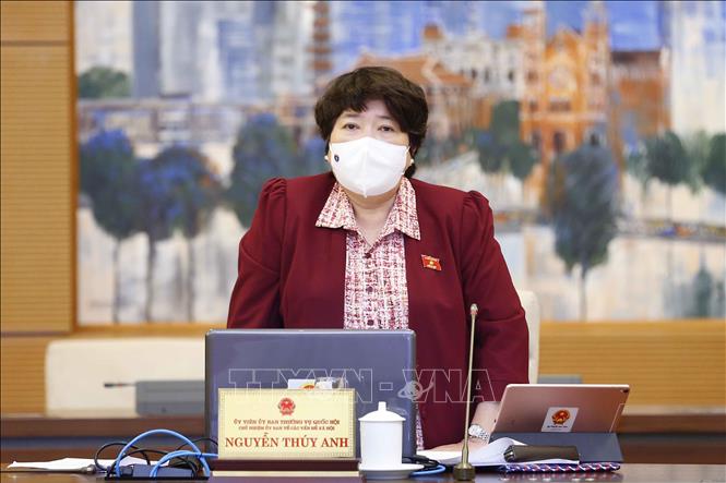 Chủ nhiệm Uỷ ban Về các vấn đề xã hội của Quốc hội Nguyễn Thúy Anh phát biểu ý kiến. Ảnh: Doãn Tấn - TTXVN