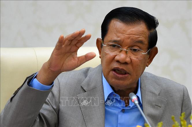 Trong ảnh: Thủ tướng Campuchia Hun Sen tại cuộc họp báo ở Phnom Penh ngày 30/1/2020. Ảnh: AFP/TTXVN