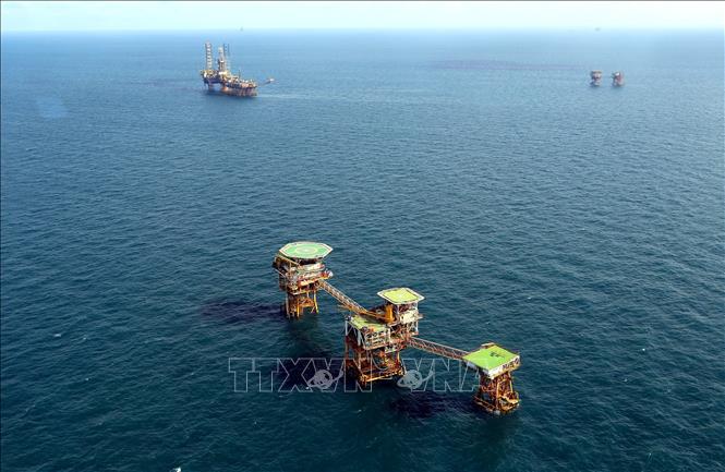 Trong ảnh: Các giàn khoan của Vietsovpetro tại mỏ Bạch Hổ. Ảnh: Huy Hùng – TTXVN