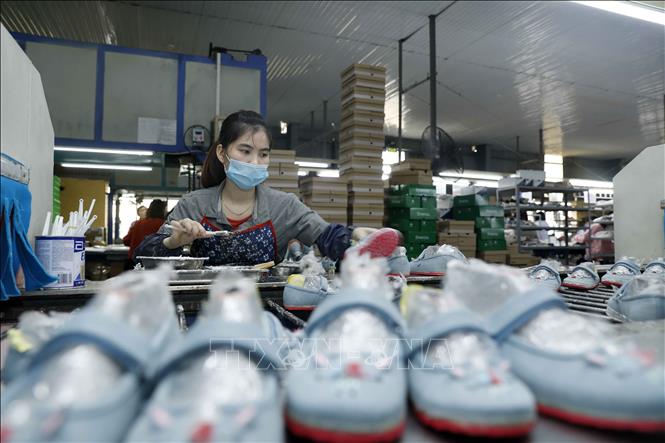 Photo: A footwear production line at the Ha Tay Chemical Weave Co. Ltd. VNA Photo: Trần Việt