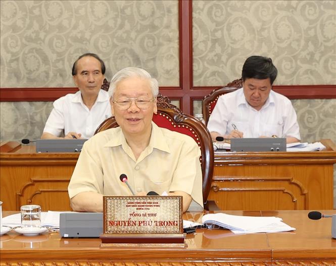 Trong ảnh: Tổng Bí thư Nguyễn Phú Trọng phát biểu kết luận cuộc họp. Ảnh: Trí Dũng  - TTXVN