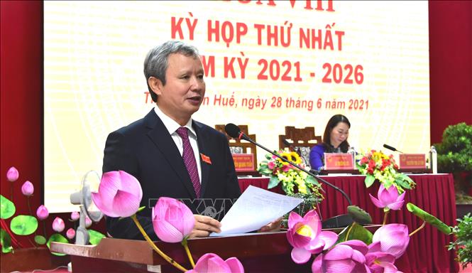Ông Lê Trường Lưu tái đắc cử Chủ tịch HĐND tỉnh khóa VIII, nhiệm kỳ 2021 - 2026. Ảnh: Tường Vi - TTXVN