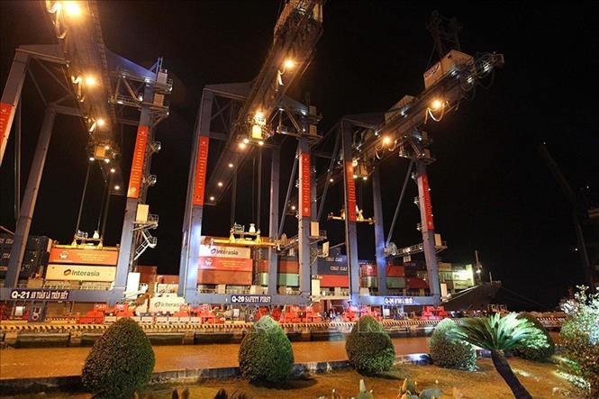 Tổng công ty Tân cảng Sài Gòn tổ chức phát lệnh làm hàng đầu xuân Canh Tý 2020 tại cảng Tân Cảng - Cát Lái, Thành phố Hồ Chí Minh. Ảnh: Thanh Vũ – TTXVN