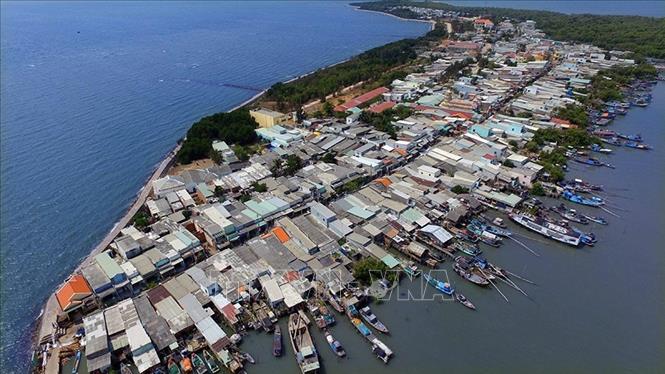 Toàn cảnh xã đảo Thạnh An, huyện Cần Giờ, TP Hồ Chí Minh. Ảnh: Mạnh Linh-TTXVN