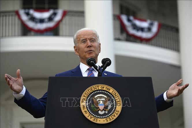 Trong ảnh: Tổng thống Mỹ  Joe Biden phát biểu tại lễ kỷ niệm Ngày Lễ Độc Lập ở Washington, DC, ngày 4/7/2021. Ảnh: AFP/TTXVN