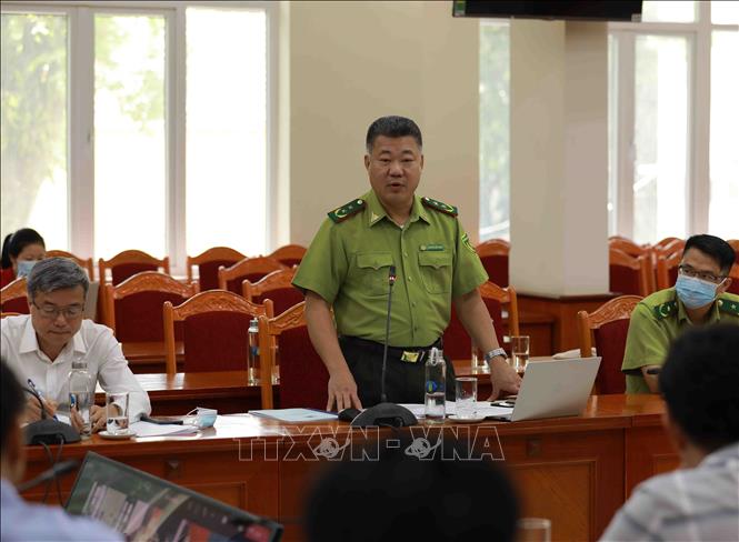 Trong ảnh: Cục Trưởng Cục Kiểm Lâm (Tổng Cục Lâm nghiệp) Nguyễn Hữu Thiện phát biểu tham luận tại Hội nghị. Ảnh: Vũ Sinh - TTXVN