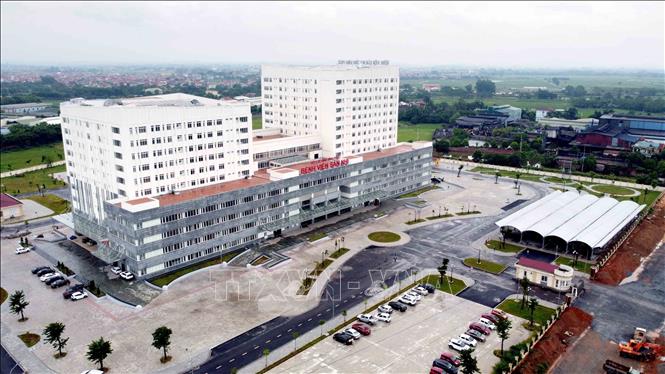 Trong ảnh: Bệnh viện Sản – Nhi tỉnh Vĩnh Phúc cơ sở mới tại xã Đồng Văn, huyện Yên Lạc và xã Hợp Thịnh, huyện Tam Dương dự kiến đi vào hoạt động trong tháng 7/2021. Ảnh: Hoàng Hùng - TTXVN
