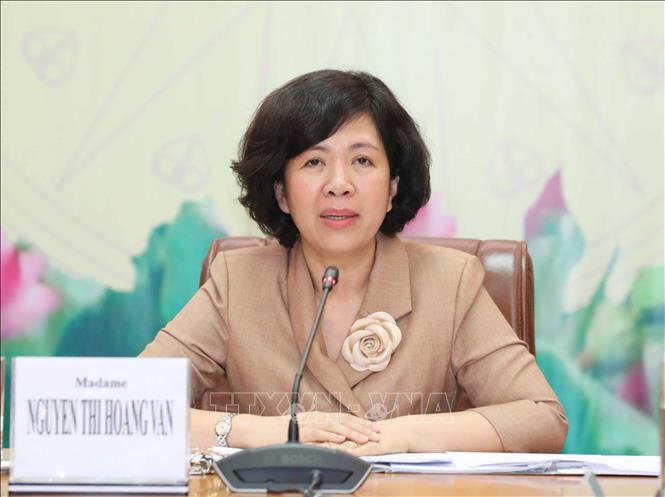 Đồng chí Nguyễn Thị Hoàng Vân, Phó Trưởng Ban Đối ngoại Trung ương chủ trì Hội nghị. Ảnh: Phương Hoa - TTXVN