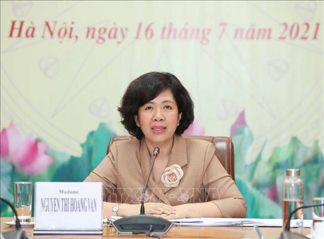 Đồng chí Nguyễn Thị Hoàng Vân, Phó Trưởng Ban Đối ngoại Trung ương chủ trì Hội nghị. Ảnh: Phương Hoa - TTXVN