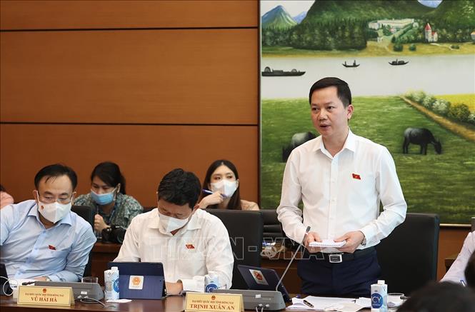 Trong ảnh: Đại biểu Quốc hội tỉnh Đồng Nai Trịnh Xuân An thảo luận. Ảnh: Dương Giang-TTXVN