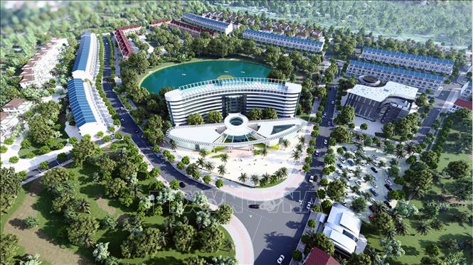 Trong ảnh: Dự án Khu đô thị thương mại - du lịch Apec Golden Valley Mường Lò được kỳ vọng sẽ tạo điểm nhấn trong phát triển không gian kiến trúc cảnh quan đô thị thị xã Nghĩa Lộ. Ảnh: TTXVN phát
