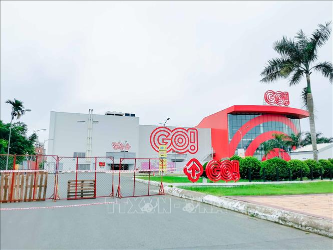Siêu thị GO! Cần Thơ tạm ngưng hoạt động từ ngày 23/7/2021 để khử trùng và làm các công tác y tế khác liên quan đến phòng, chống dịch COVID-19. Ảnh: Thanh Liêm - TTXVN