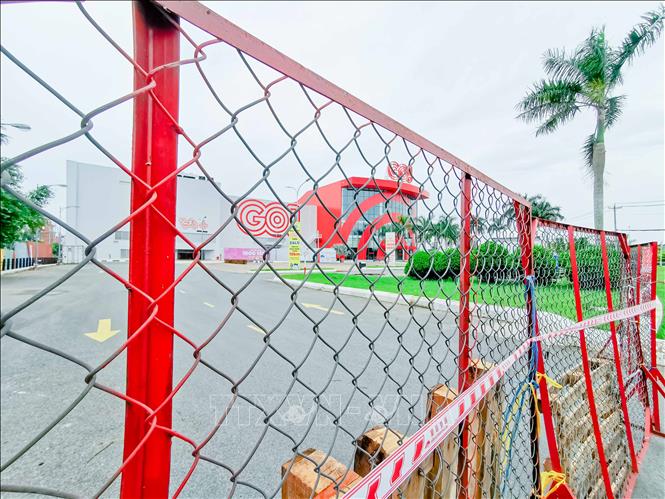 Siêu thị GO! Cần Thơ tạm ngưng hoạt động do có 3 ca mắc COVID-19. Ảnh: Thanh Liêm - TTXVN