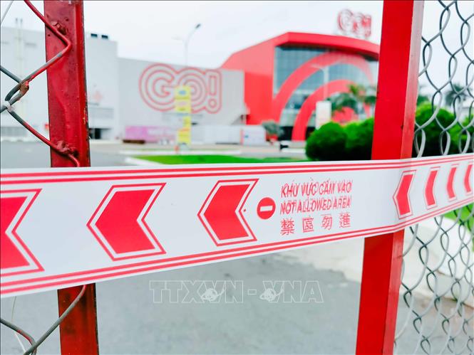 Siêu thị GO! Cần Thơ tạm ngưng hoạt động từ ngày 23/7/2021 cho đến khi có thông báo mới. Ảnh: Thanh Liêm - TTXVN