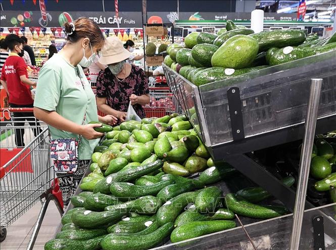 Trong ảnh: Người dân cần yên tâm về nguồn hàng hóa tại các siêu thị và nên chia khung thời gian khác nhau trong ngày để đi mua sắm, tránh tập trung đông người. Ảnh: Thanh Tùng - TTXVN