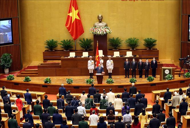 Photo: President Nguyen Xuan Phuc in the swearing-in ceremony on July 26. VNA Photo