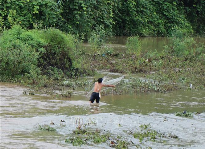 Trong ảnh: Người dân quăng lưới đánh bắt cá, tôm trên lưu vực suối Nậm Mức (đọan chảy qua địa phận bản Púng Giắt, xã Mường Mươn, huyện Mường Chà). Ảnh: Xuân Tiến – TTXVN 